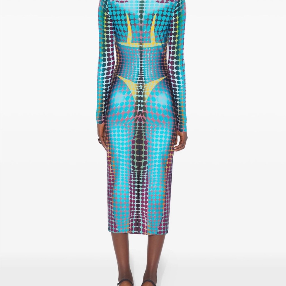 Jean Paul Gaultier Polka Dot Dress in Blue and Yellow - Picture 3 of 6